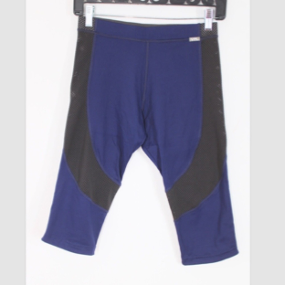 NWT VPL M Blue Mesh Side Flexure Capri Crop Leggings